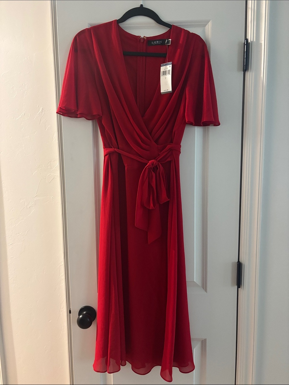 Lauren Ralph Lauren Crimson Wrap Midi Dress